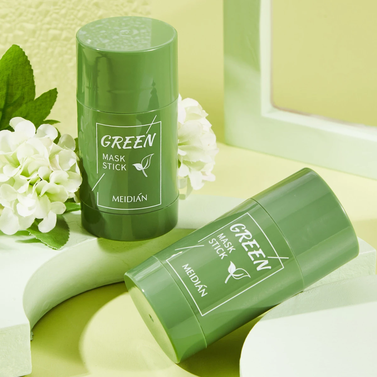 Anti-Points Noirs Visage à l'Extrait de Thé Vert pour Nettoyage Profond, Masque Facial Purifiant et Blanchissant, Masque Bâtonnet à l'Argile Verte